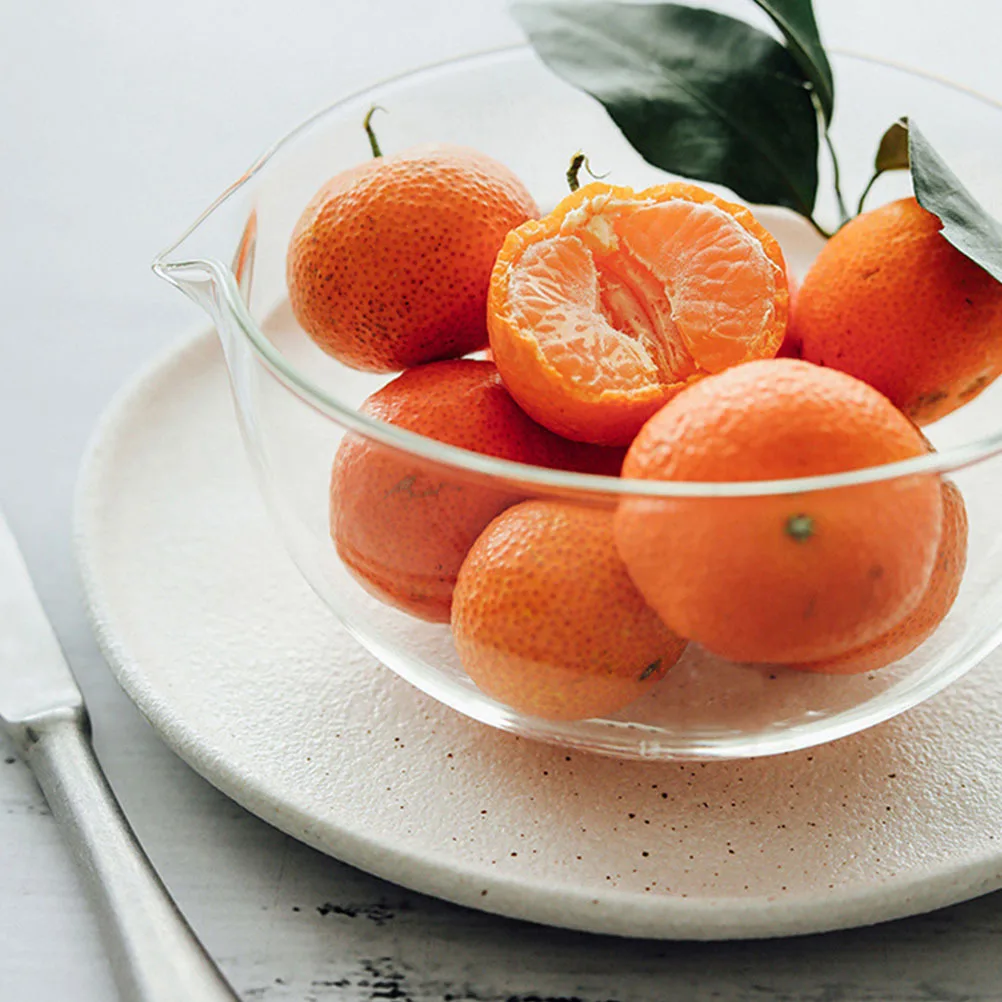 2Pcs Round Glass Salad Bowl Microwave Oven Safe Heat Resisting Fruit Bowl for Home Office Appetizer Serving Strawberry Pattern