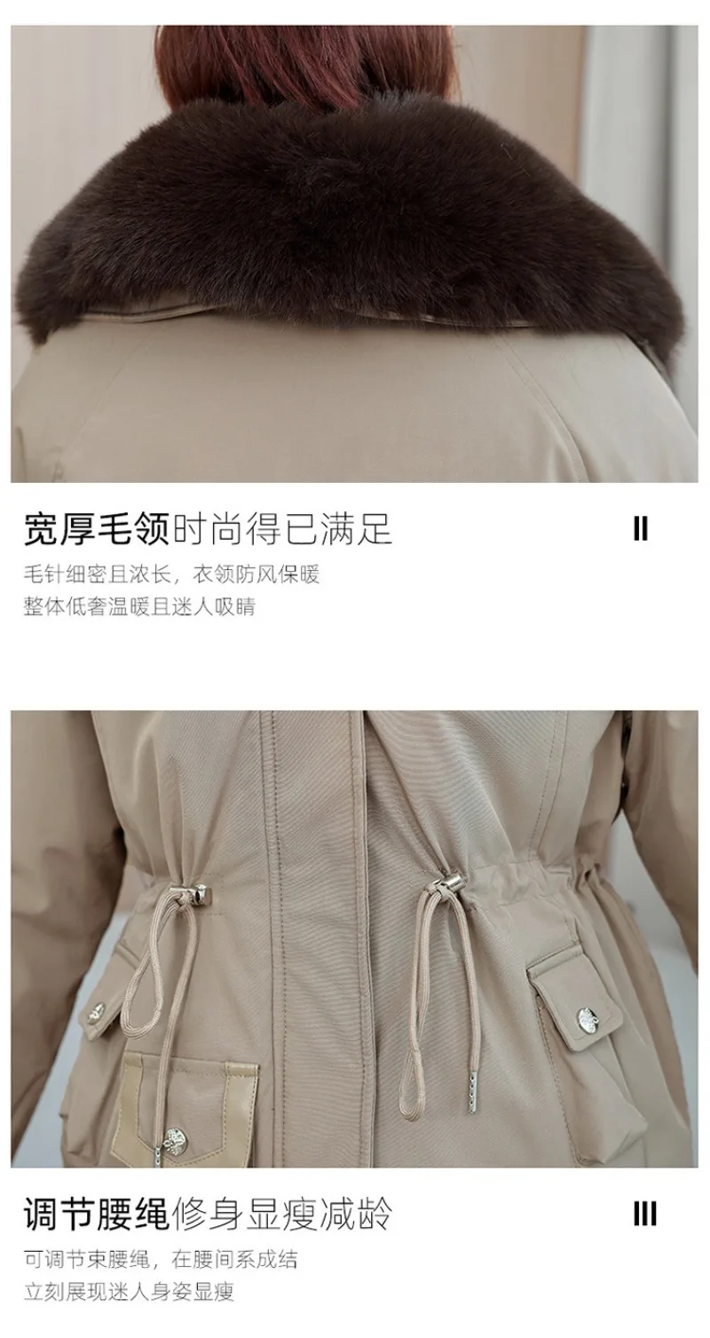 2026 New Women Winter Jacket Slim Mid Long Coat Casual Parkas Big Fur Collar Fleece Liner Outwear Female Snow Warm Cotton Coats