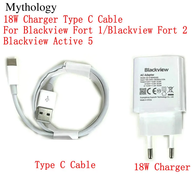 Power Adapter for Blackview Fort 1 Fort 2 Oscal Marine 3 Active 5 Original 18W Fast Charger EU Plug Type C Cable