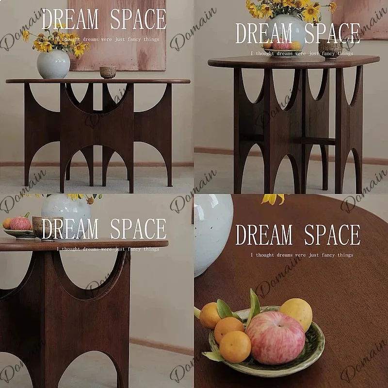 Mid Century Solid Wood Geometric Console Table Entryway Wall Decor for Living Room Hallway Villa