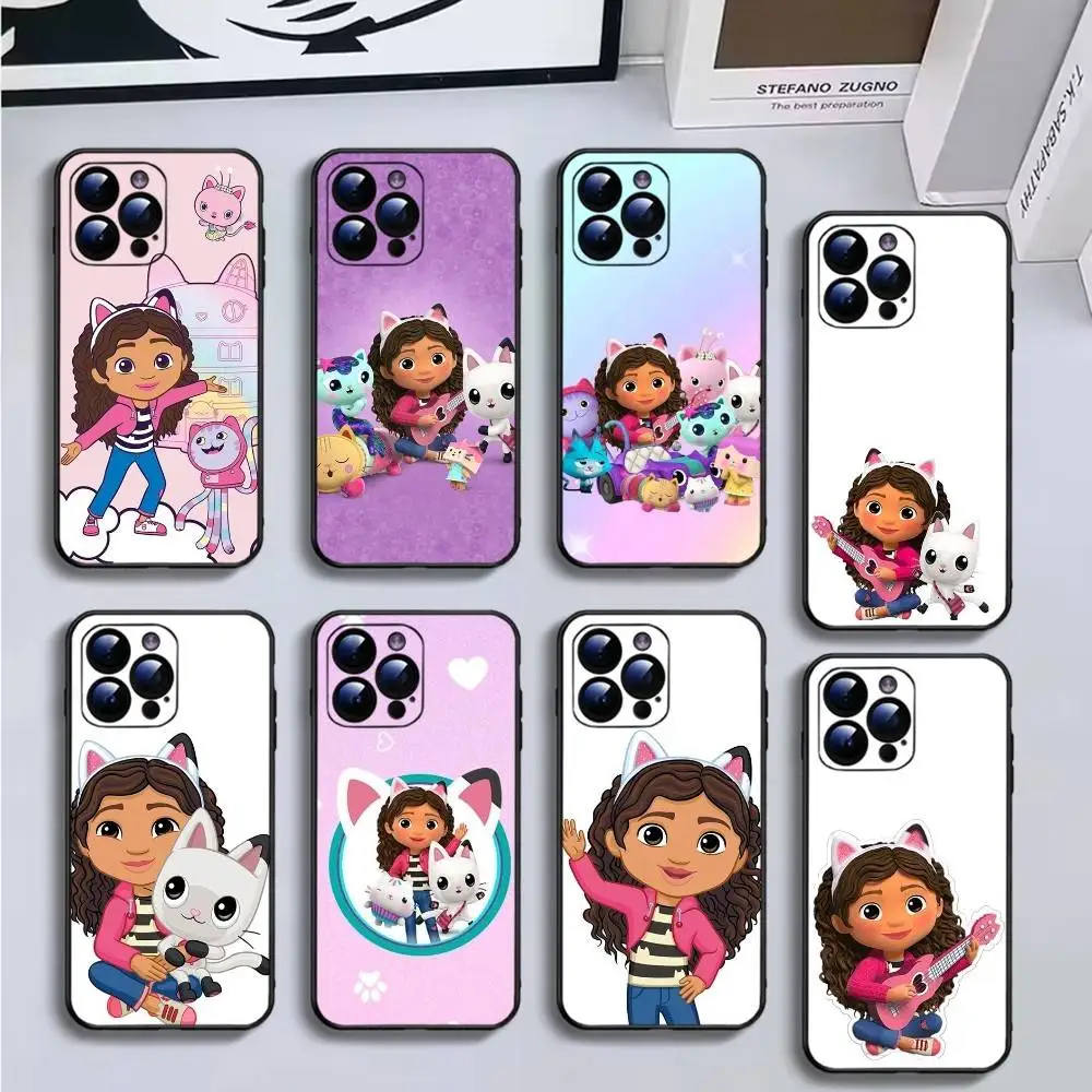 

Cute G-Gabbys Dollhouse-e Phone Case For iPhone16,15,14,13,12,11 Plus,Pro Max,XS,X,XR,SE,Mini,8,7,Soft Black Cover