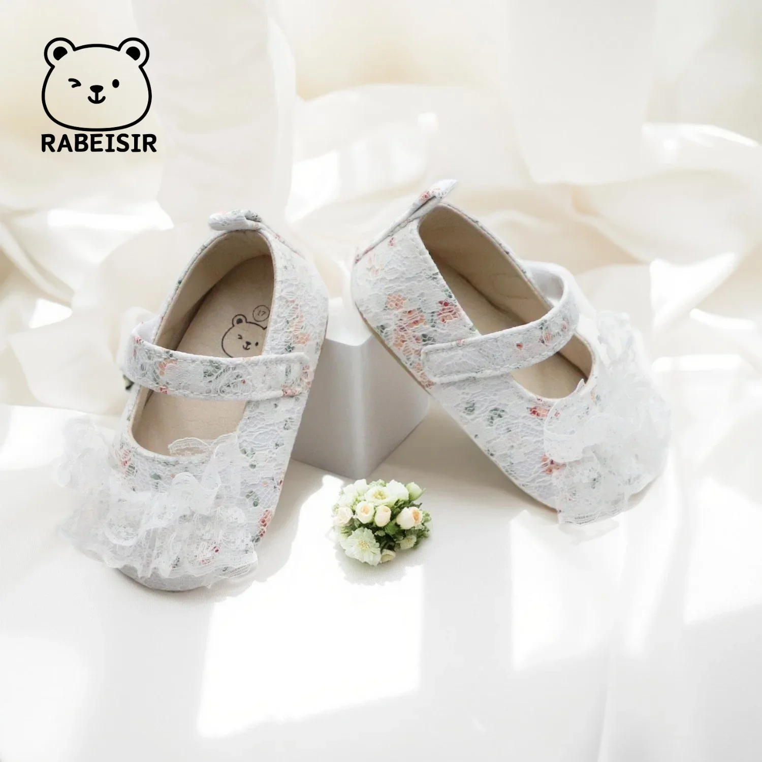 أحذية طفل رضيع صغيرة الأزهار الدانتيل طفلة لينة وحيد الربيع والخريف أحذية واحدة الصنادل الصيفية #4