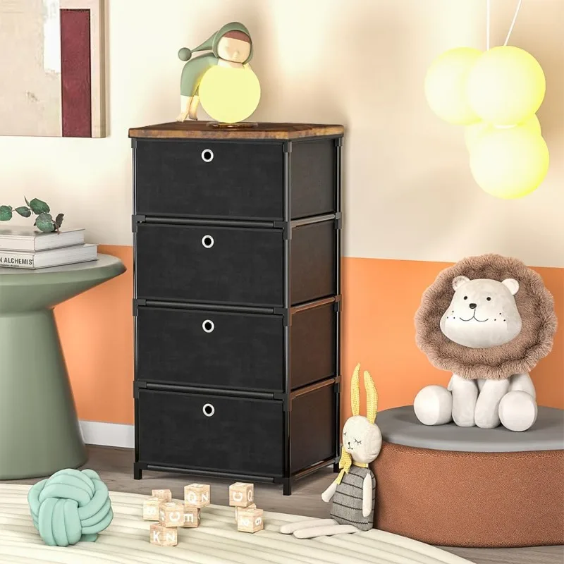 Storage Drawers Dresser and Chest of Drawers, Small Dresser with Drawers Unit, Sturdy 4 Drawer Dresser for Closet