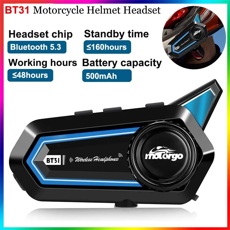 

Motorcycle Bluetooth Helmet Headset BT31 Wireless Handsfree Call Headphone with CVC Intelligent Noise Reduction Earphone