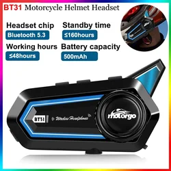 Motorcycle Bluetooth Helmet Headset BT31 Wireless Handsfree Call Headphone with CVC Intelligent Noise Reduction Earphone