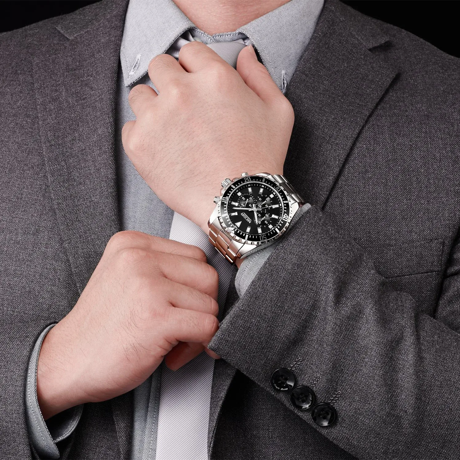 Megir original luxo negócios relógio de quartzo masculino cronógrafo aço inoxidável relógio de pulso militar relogio masculino 2064