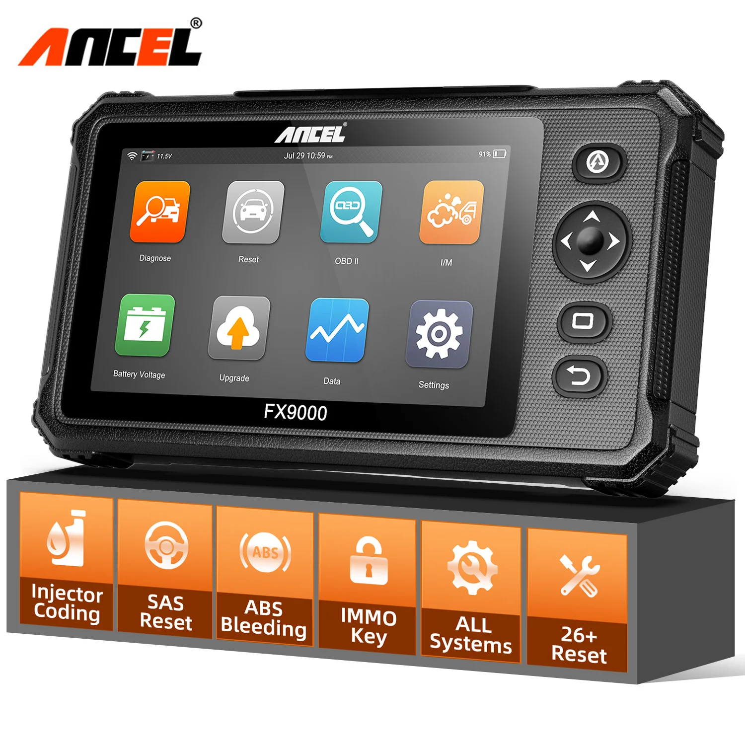 Ancel FX9000 OBD2 Diagnostic Tools Automotive Scanner Professional Full System DPF TPMS IMMO Oil Reset for OBD2 Auto Scanner