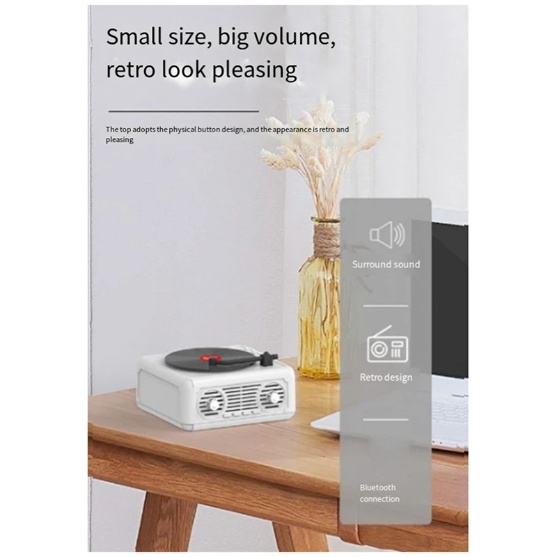 Orador portátil retro do bluetooth, subwoofer, caixa sadia para o escritório, exterior, jogador home, durável