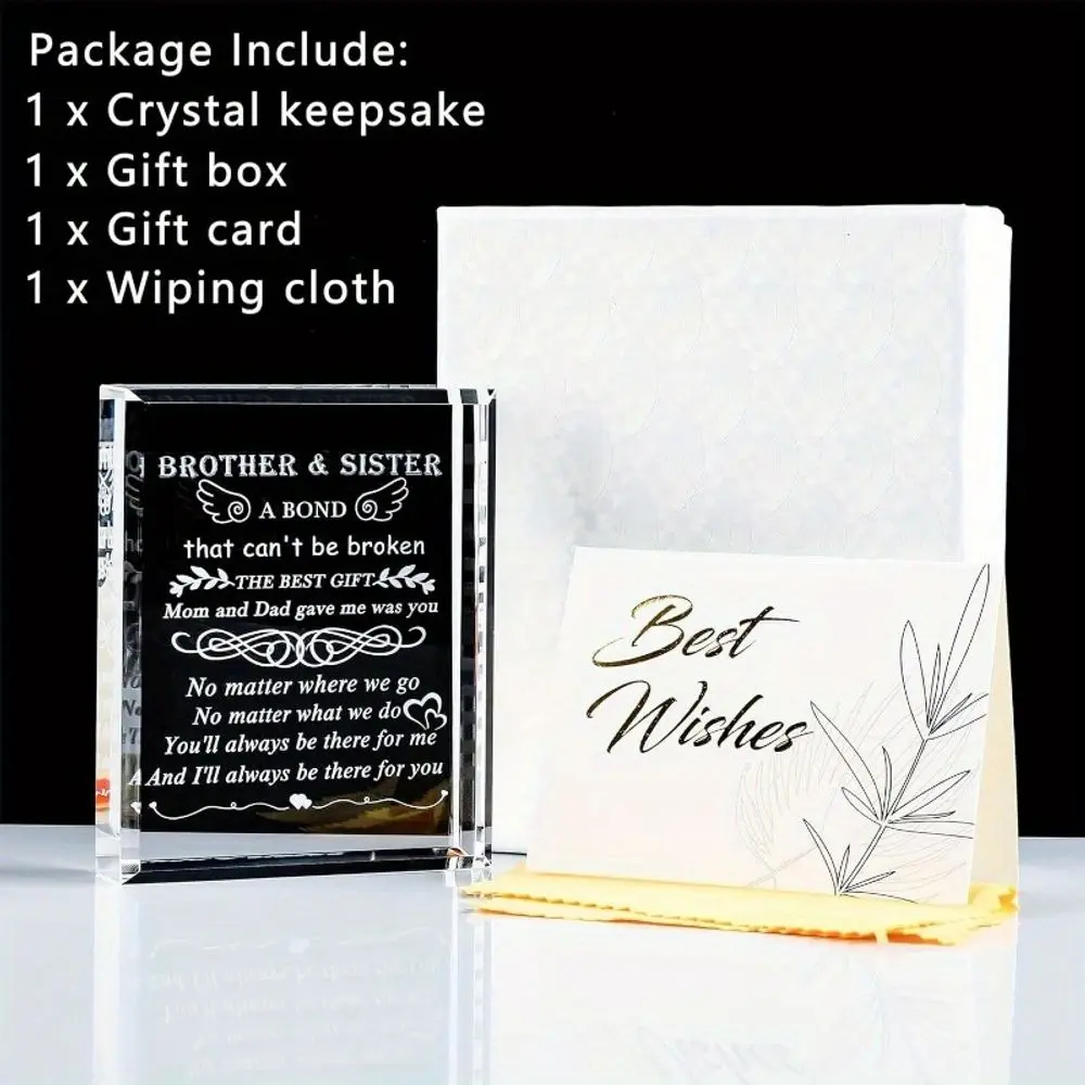 Crystal Keepsake for Brother & Sister – Laser Engraved Birthday Gift & Centerpiece view 4