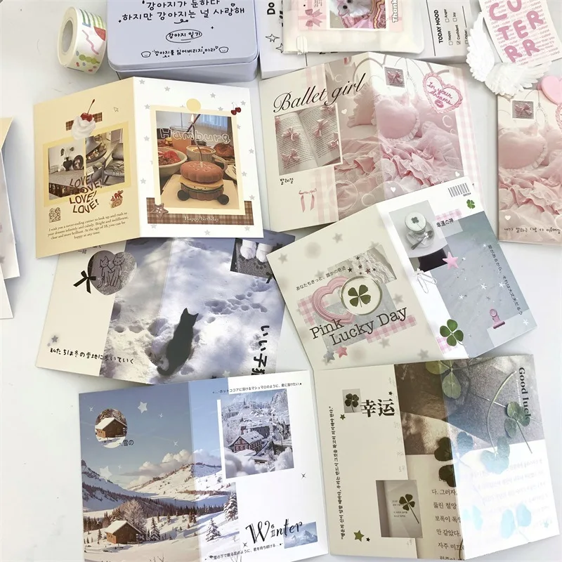 10pcs Fold Packing Material Card Set Delivery Message Card Gift Packaging Folding Greeting Card