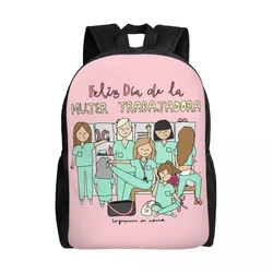 Personalized Cartoon Ladies Nurse Doctor Printed Backpack Women Men Casual Bookbag for School College Bags