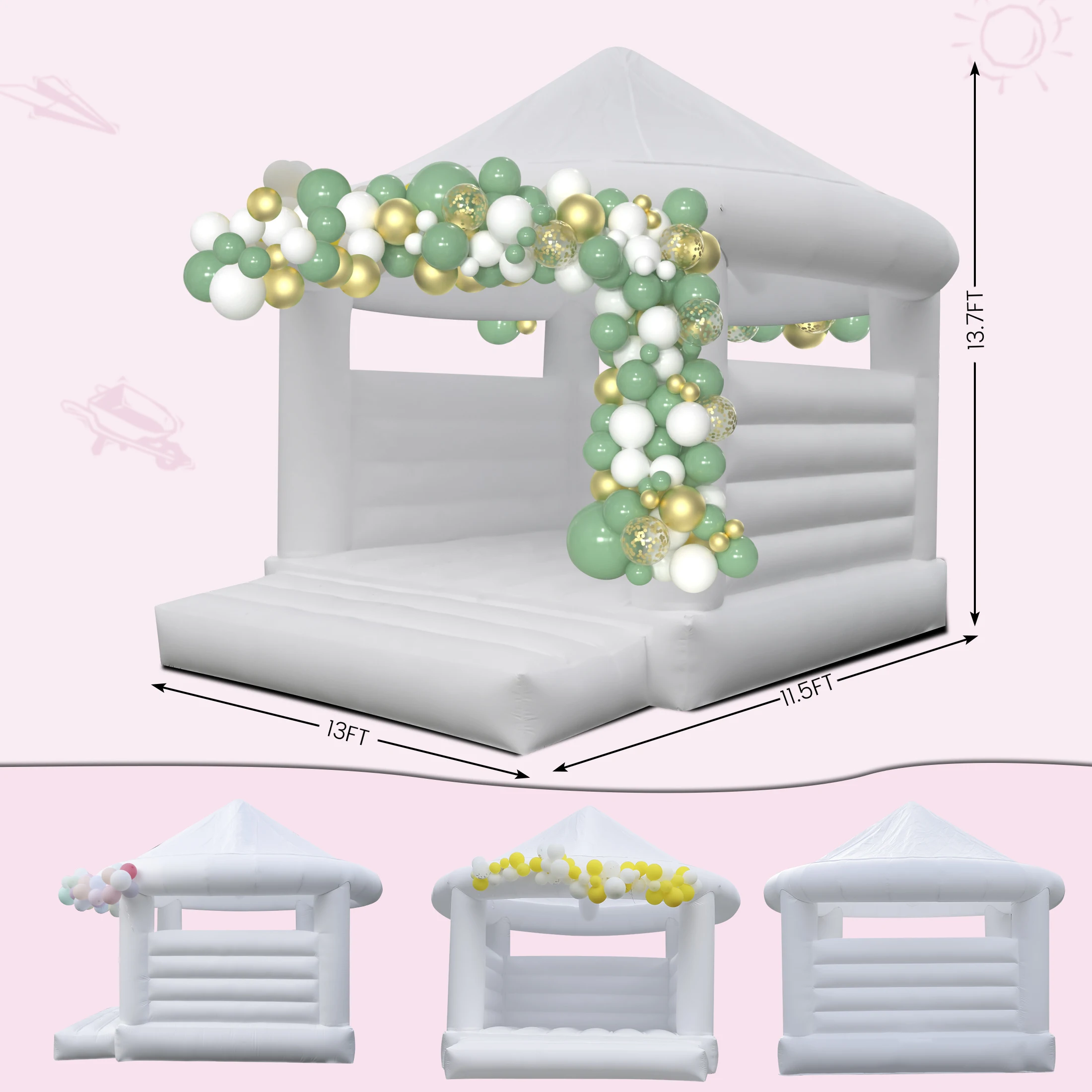 Holiday Birthday Party Commercial white inflatable trampoline castle children's toys children's playground