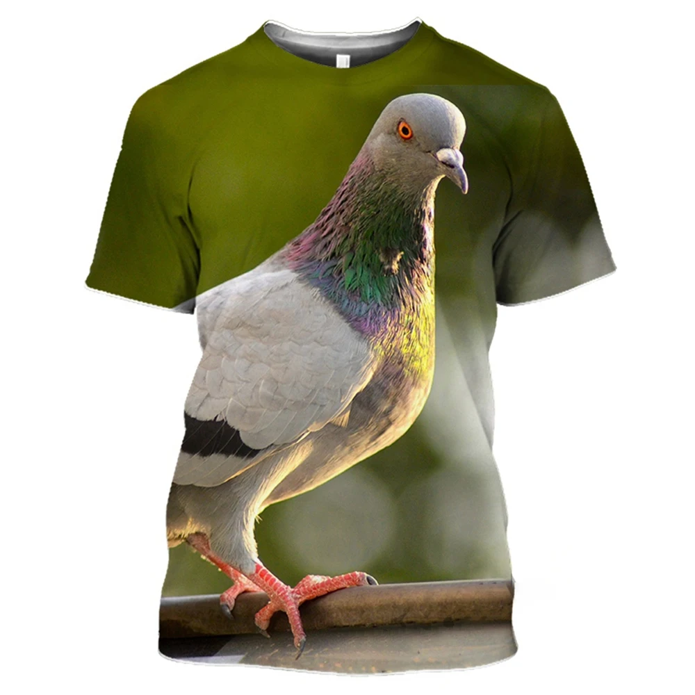 Wild Pigeon 3D Print Summer Men\'s O-Neck T-shirt Casual Short Sleeve Oversized Pullover Fashion Streetwear Tee Tops Men Clothing