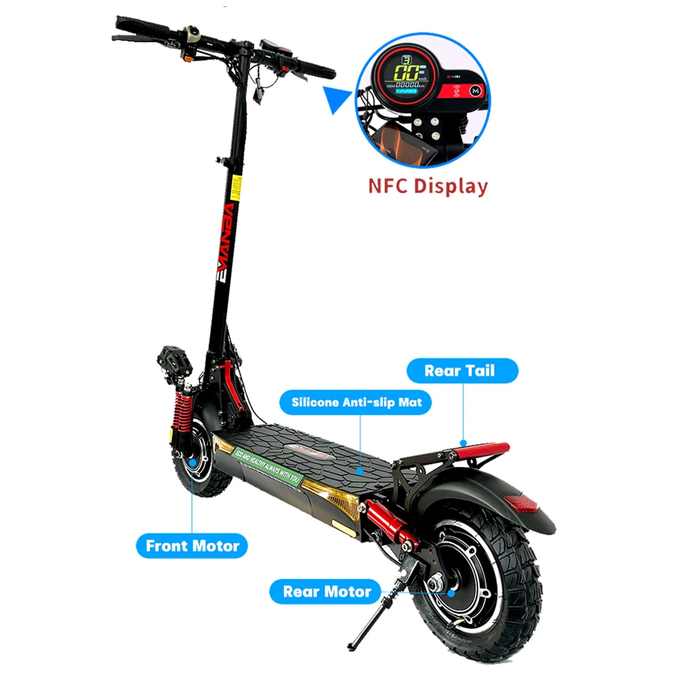 EMANBA X4 EU USA In Stock 2*800W Powerful Dual Motors Electric Kick Scooter 10Inch  Off Road Tire E Scooter 50-60km