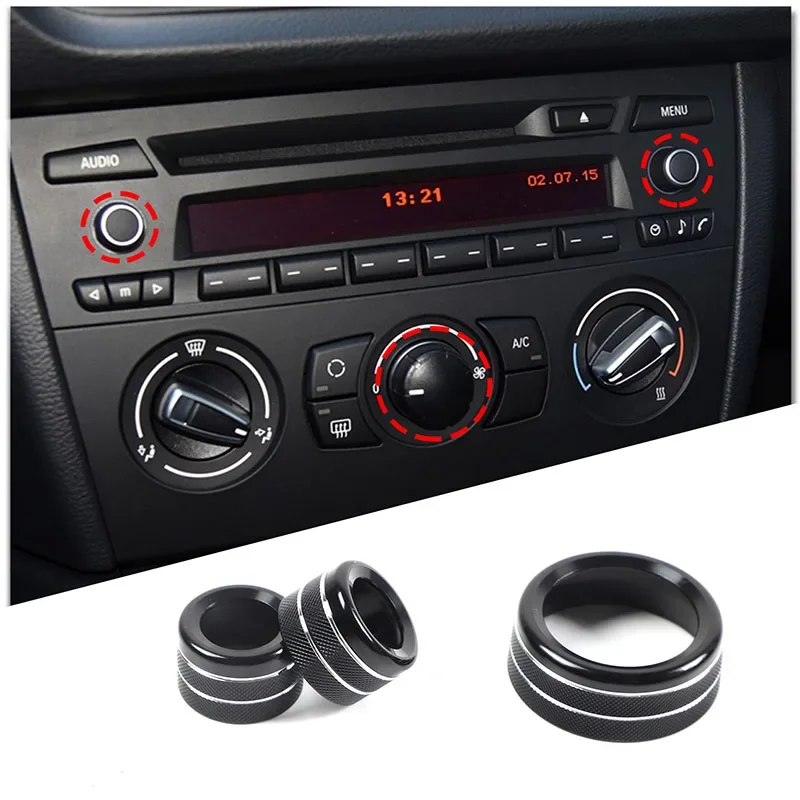 For BMW X1 E84 2013 2014 2015 Audio Volume Air Conditioning Switch Control Knobs Trim Ring Cover Aluminum Alloy Decorative Caps