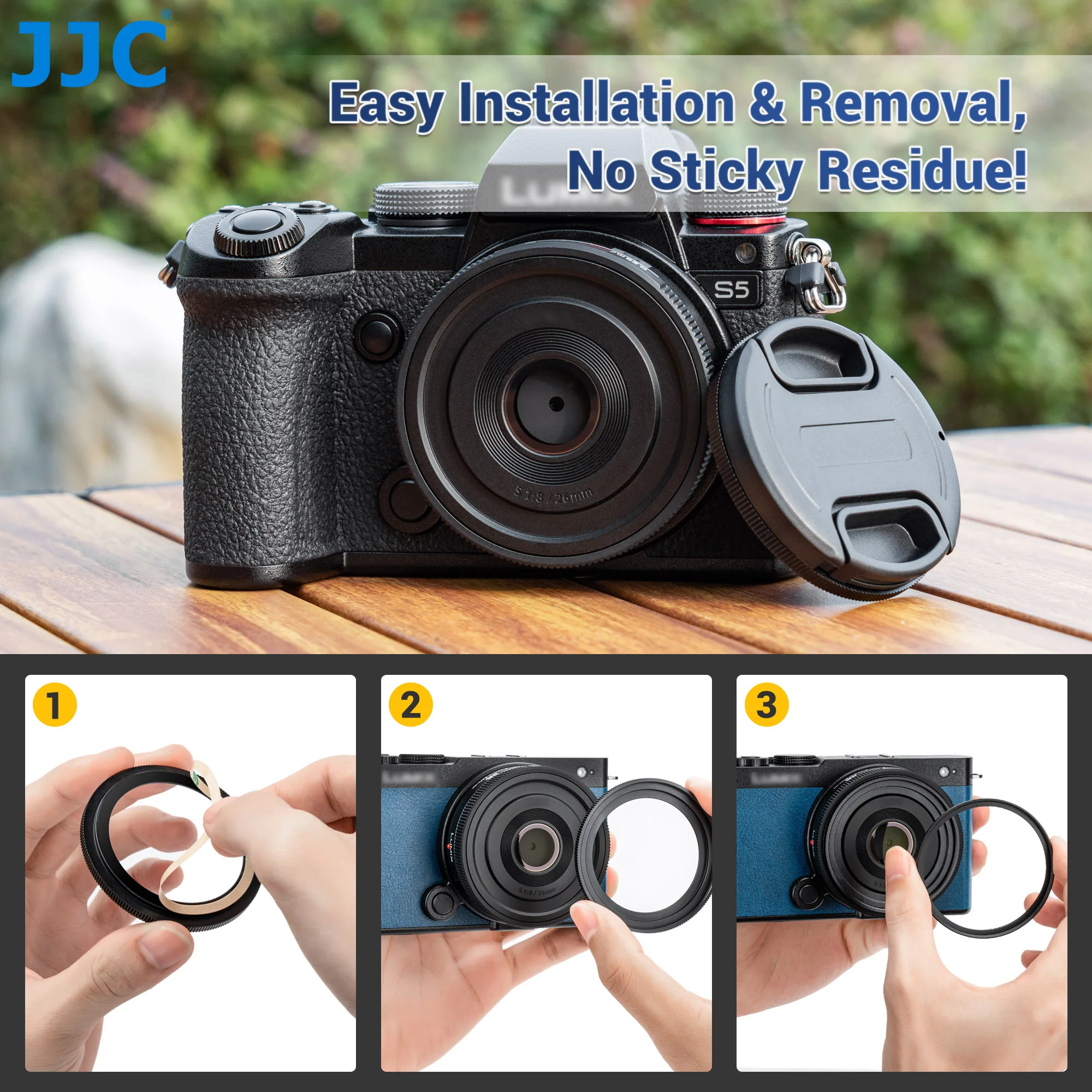 JJC Lens Cap Cover Protector For Panasonic Lumix S 26mm f/8 Lens (Leica L) MFR #S-R26 With Filter Adapter