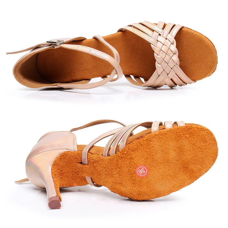 Diplip Dance Shoes Latin Women Soft High Heel Dancing Shoes PU Silk Tango Ballroom Professional Dancing 5.5 / 7.5 / 8.5cm Shoes