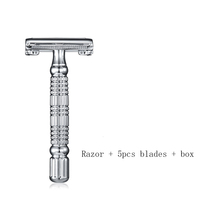 BAILI Safety Razor Butterfly Double Edge Classic Mens Shaving Twist Open Hair Removal Shaver with 5 Blades For Womens Bikini Use