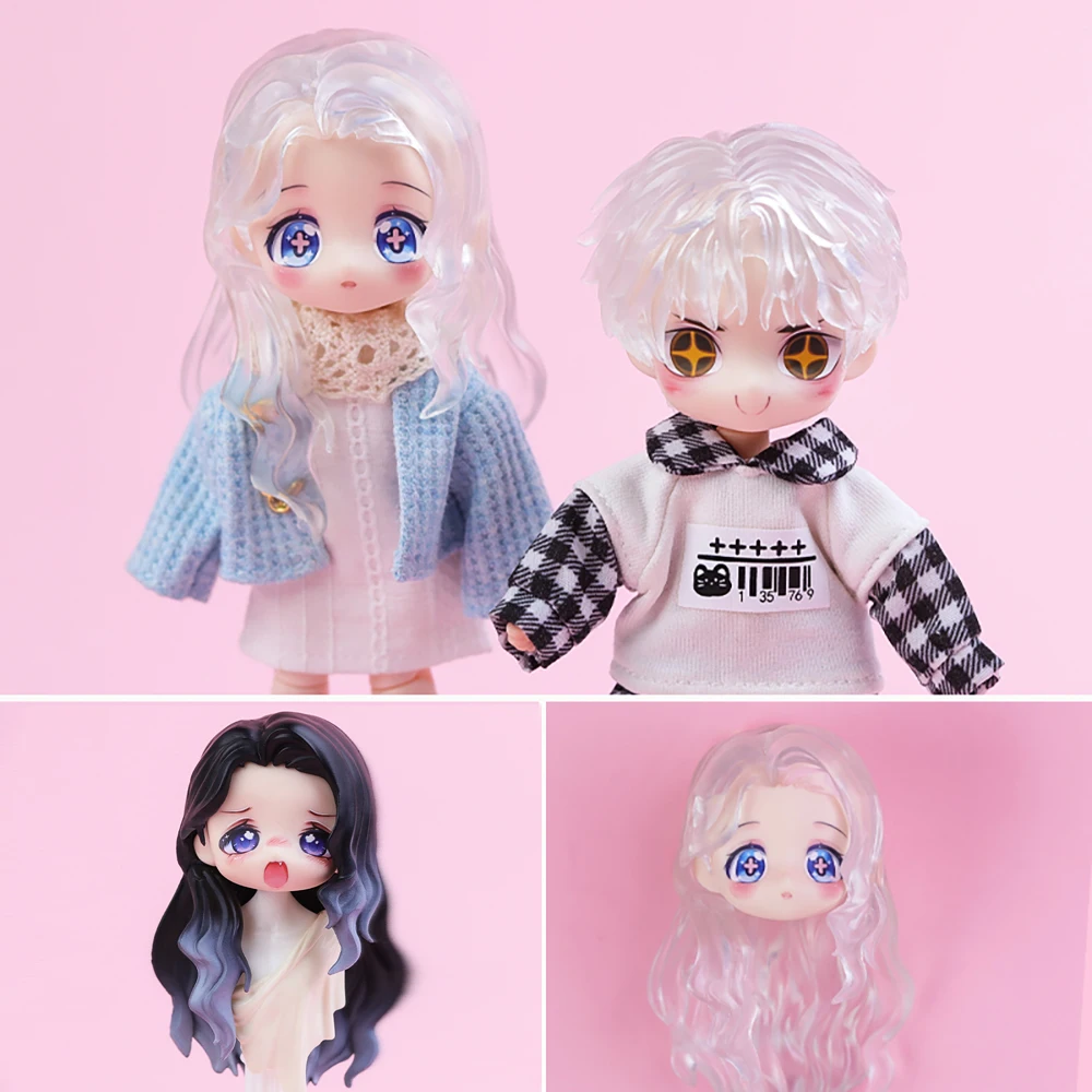 OB11 Transparent Parts Head Shell Replacement Korean Style Plastic Hair Transparent Replacement Doll Hair Head Mold For Obitsu11