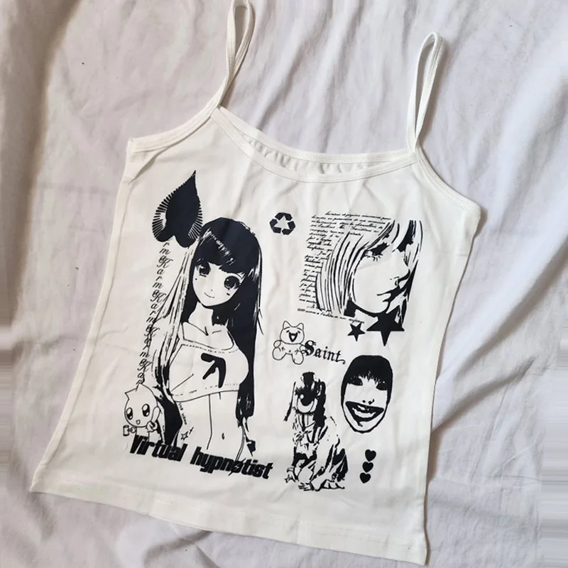 Y2k Tops Emo Crop Top Kleidung Punk Anime Grafiken Tanks & Camis Sommer Grunge Vintage Gothic Kleidung Frauen Korsett Streetwear