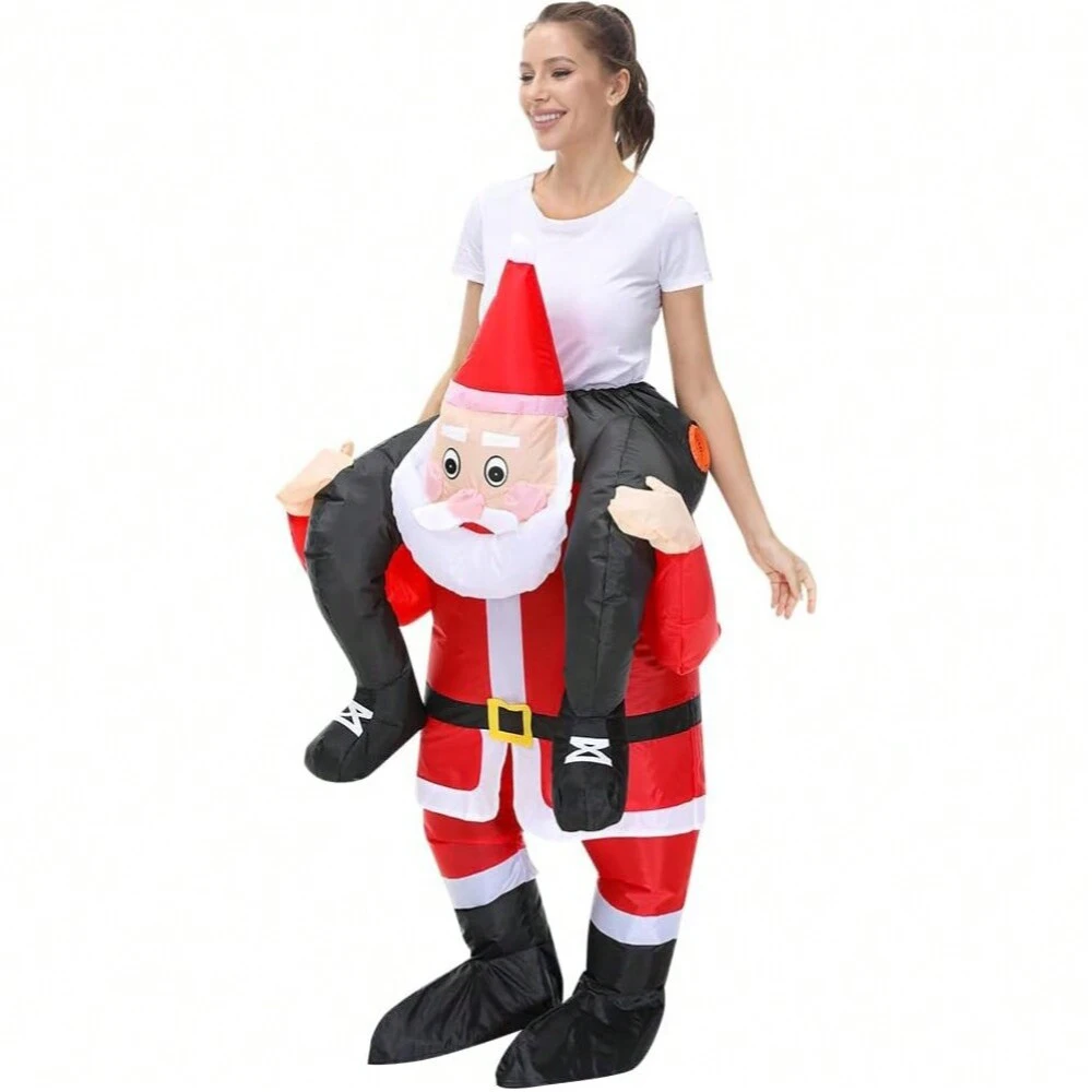 Ride On Santa Claus Inflatable Costume, Blow Up Santa Ride On Suit, Funny Christmas Cosplay Outfit for Xmas Party Fancy Dress view 5