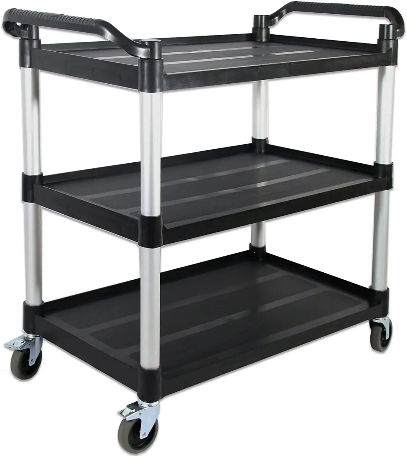 

FIHUTED Service Cart with Wheels Lockable Large Size, Plastic Restaurant Cart Heavy Duty, Utility Commercial Cart for Office