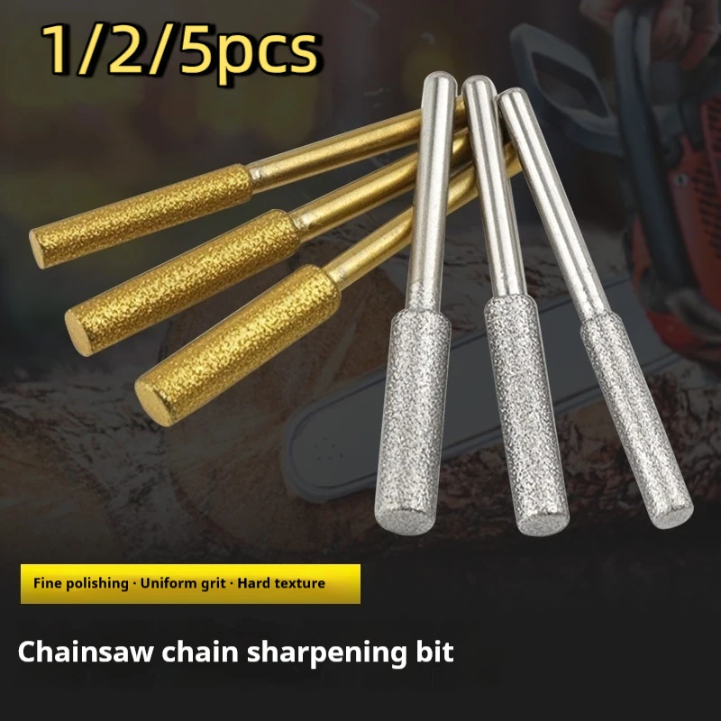 1/2/5pcs Diamond Chainsaw Sharpener Grinding Head Chainsaw Chain File Burr Diamond Coated Rotary Tool for Chainsaw Sharpening