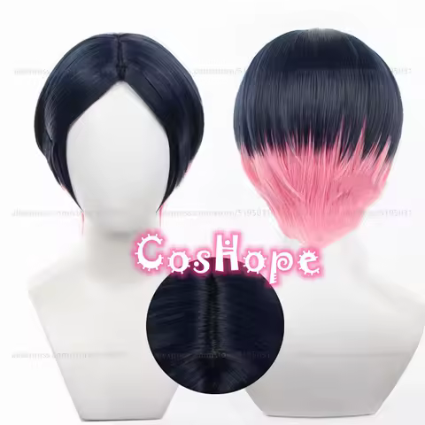 Clove Cosplay Wig 30cm Short Hair Black Pink Wig Cosplay Anime Cosplay Wigs Heat Resistant Synthetic Wigs