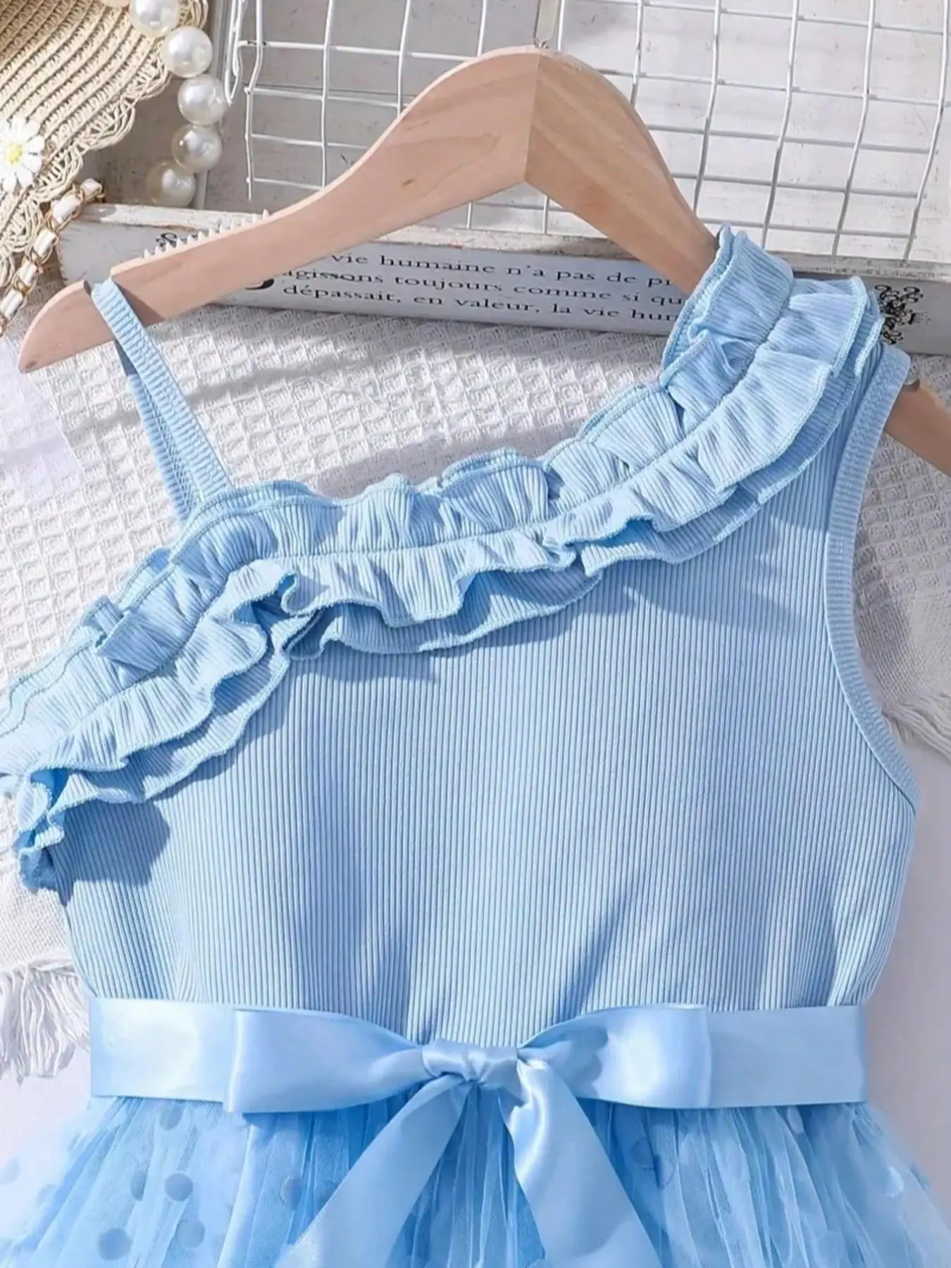 Sommer Mädchen Rüschen-Dekoration Cami Tutu Kleid Prinzessin Mesh Kinderkleid Freizeit Süßer Stil – Detail 20