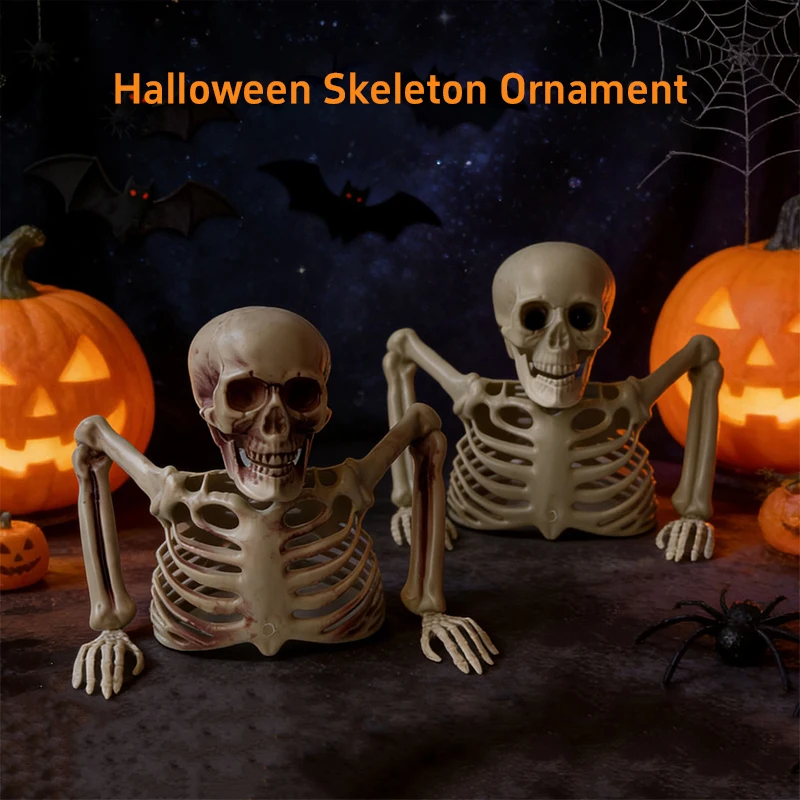 Horror Half Skeleton Skull Ornament Halloween Skull Bone Decoration Cemetery Props Outdoor Party Halloween Decoration Supplies