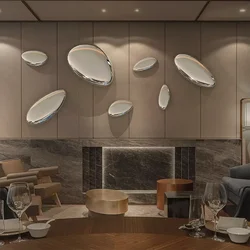 Imitation Stainless Steel Water Drop Mirror Device Wall Hanging Restaurant Wall Decoration Pebble Stone Hanging Soft Decoration