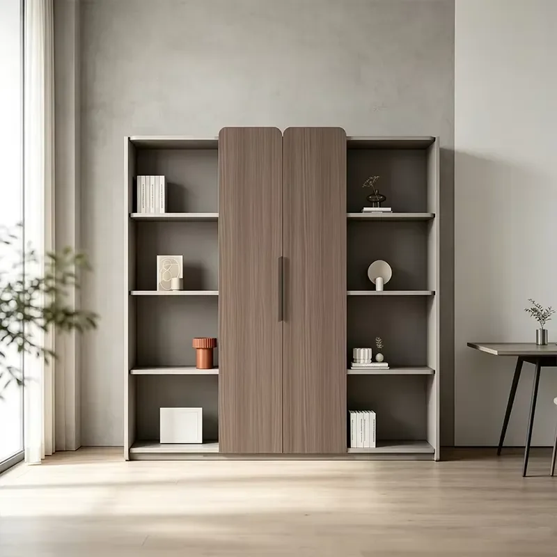 Modern style curved edge melamine board eco-friendly locker multi-purpose high cabinet open storage unit