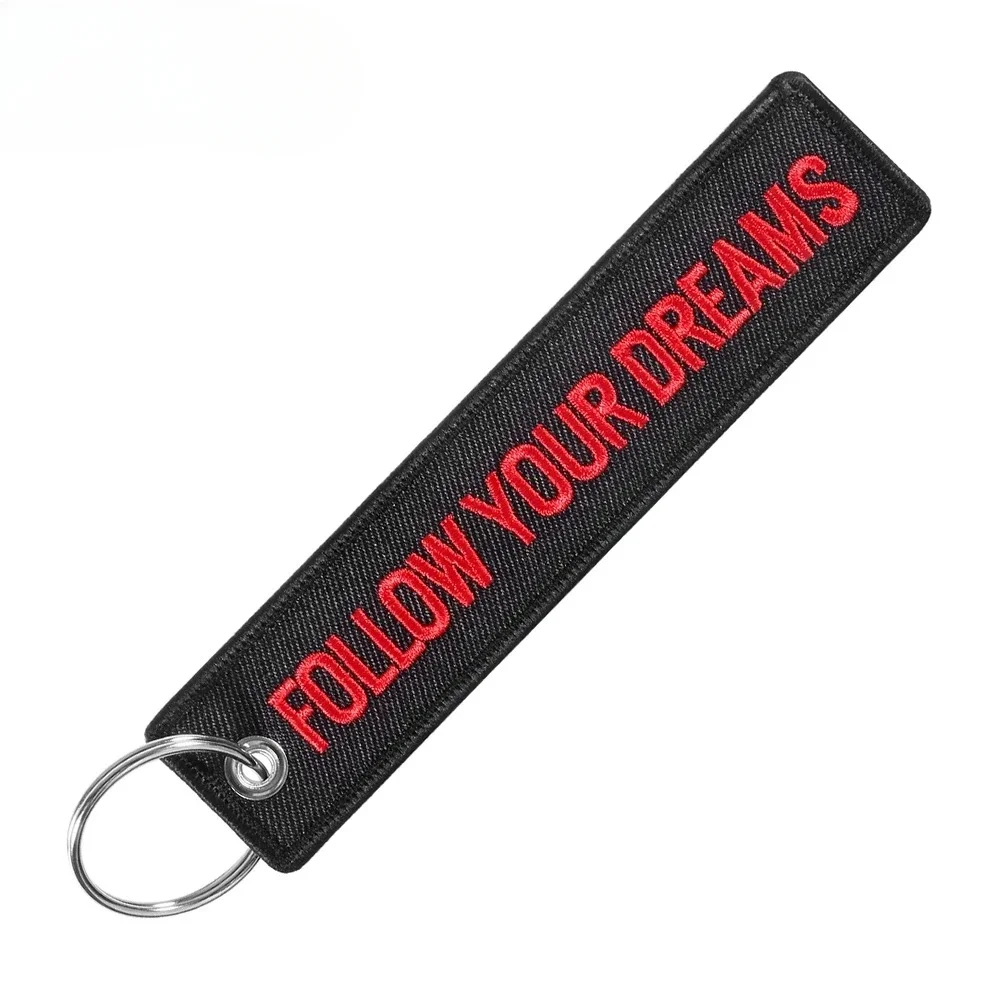 New Arrival Cars Key Fobs FOLLOW YOUR DREAMS Woven Key Ring Special Luggage Tag Label Red Chain Keychain for Aviation Gifts