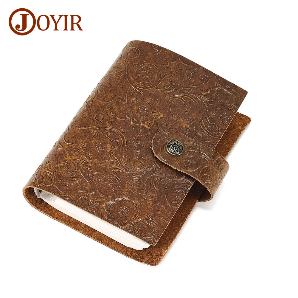 JOYIR Genuine Cowhide Leather Regular Rings Planner Business Leather Cover Notebook Retro Notepad Binder Organizer Journey Diary