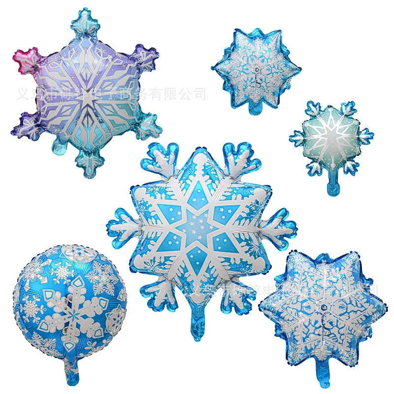 10 PCS Ice and Snow Themed Balloons Set Winter Snowflakes Christmas Balloon Decoration Frozen Wonderland Hanging Ballons view 4