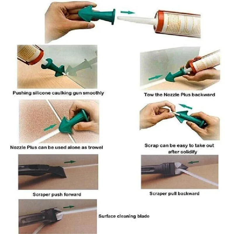 Caulk Nozzle Applicator, Caulking Finisher, Glue Silicone Sealant, Finishing Tool, Kitchen, Bathroom, Sink Joint, 4Pcs