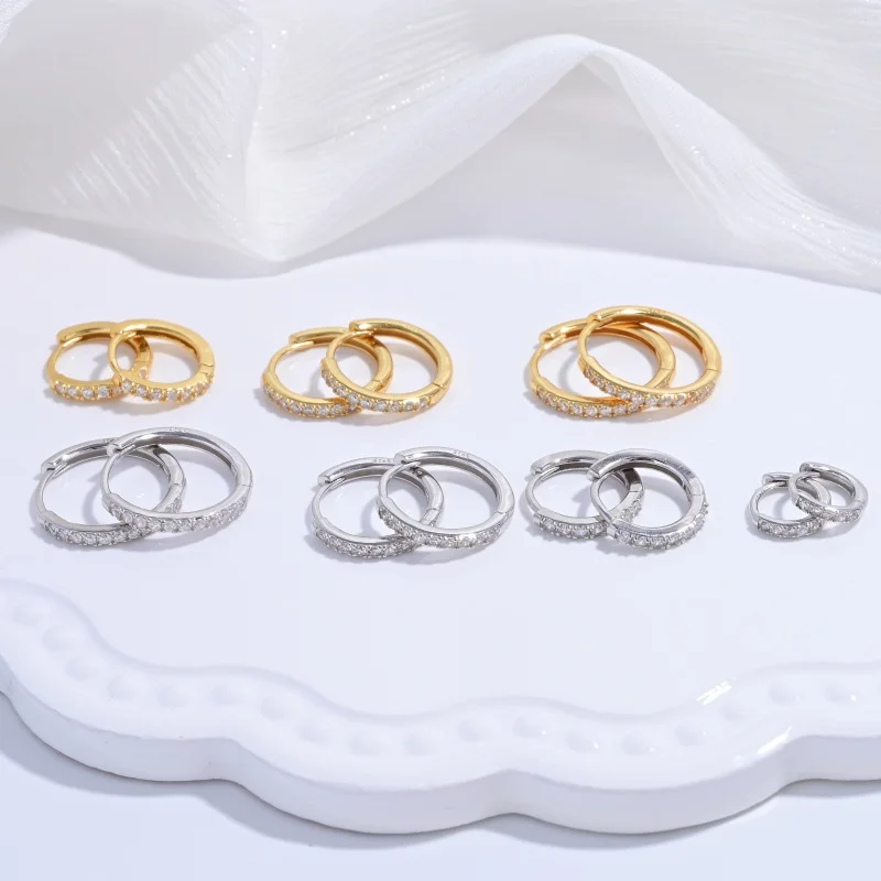 S925 Sterling Silver Zirconia 10-18mm Simple Earrings, Women's Earrings Suitable for Gifts SE72