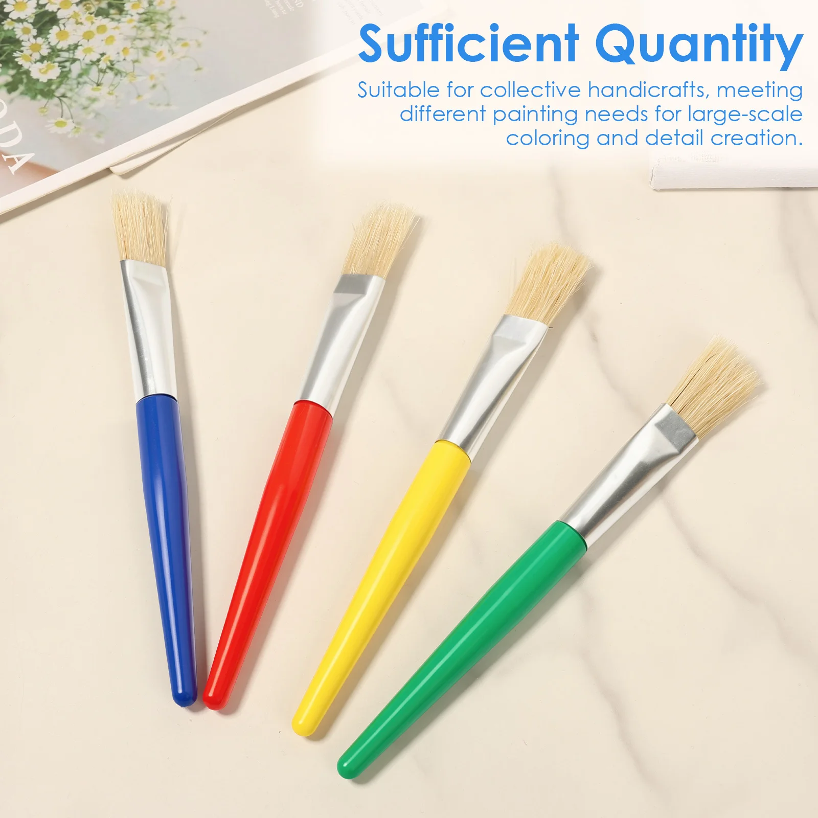 48Pcs Kids Paint Brushes Toddler Large Chubby Brushes Round and Flat Preschool Painting Brushes for Washable Paint Acrylic Paint