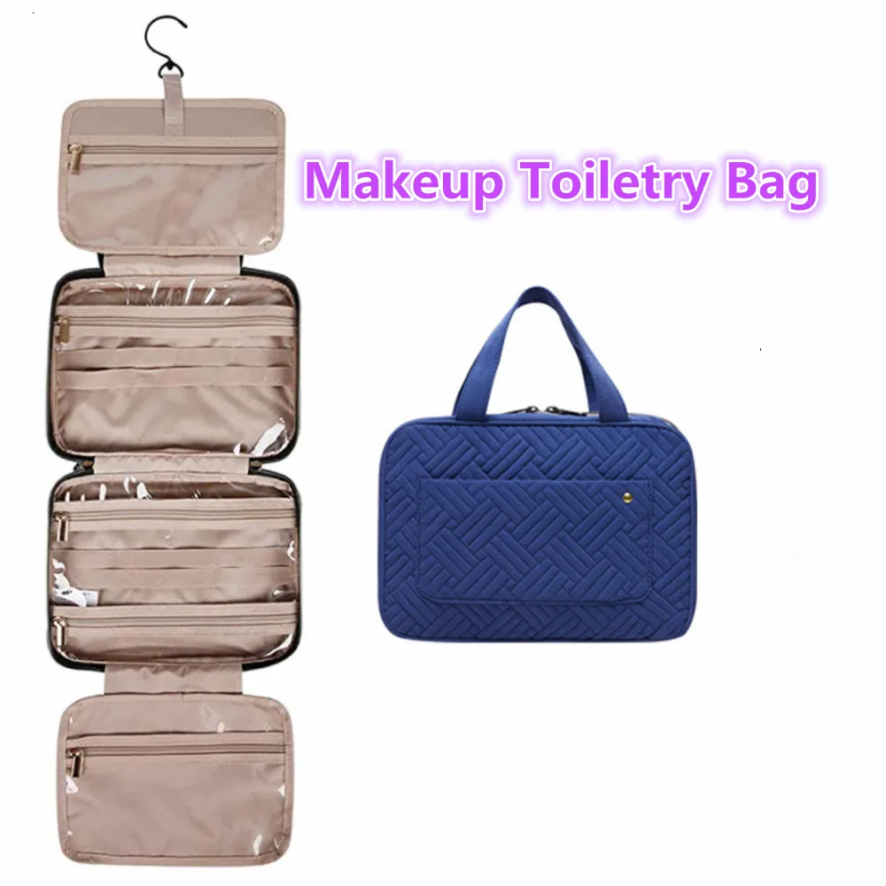 Large Capacity Four Layer Compartments Toiltery Bag Makeup Bags with Hanging Hook Waterproof Shampoo Toiletries Travel Organizer