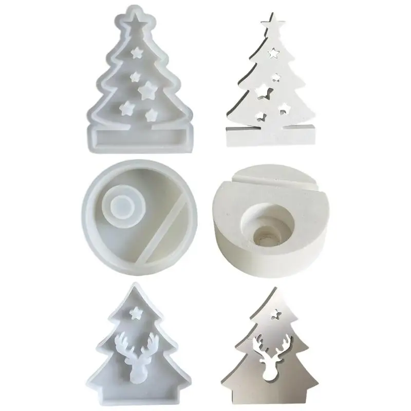 Christmas Tree Mold Silicone Candle Holder Mold Tree Tealight Candle Holder Plaster Moulds Ornaments  DIYs home Decoration Mold