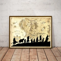 Vintage Middle Earth Map Ring Movie Magic Kids Gift Room Canvas Print Fantasy Horizontal Film Retro Poster Painting Home Decor
