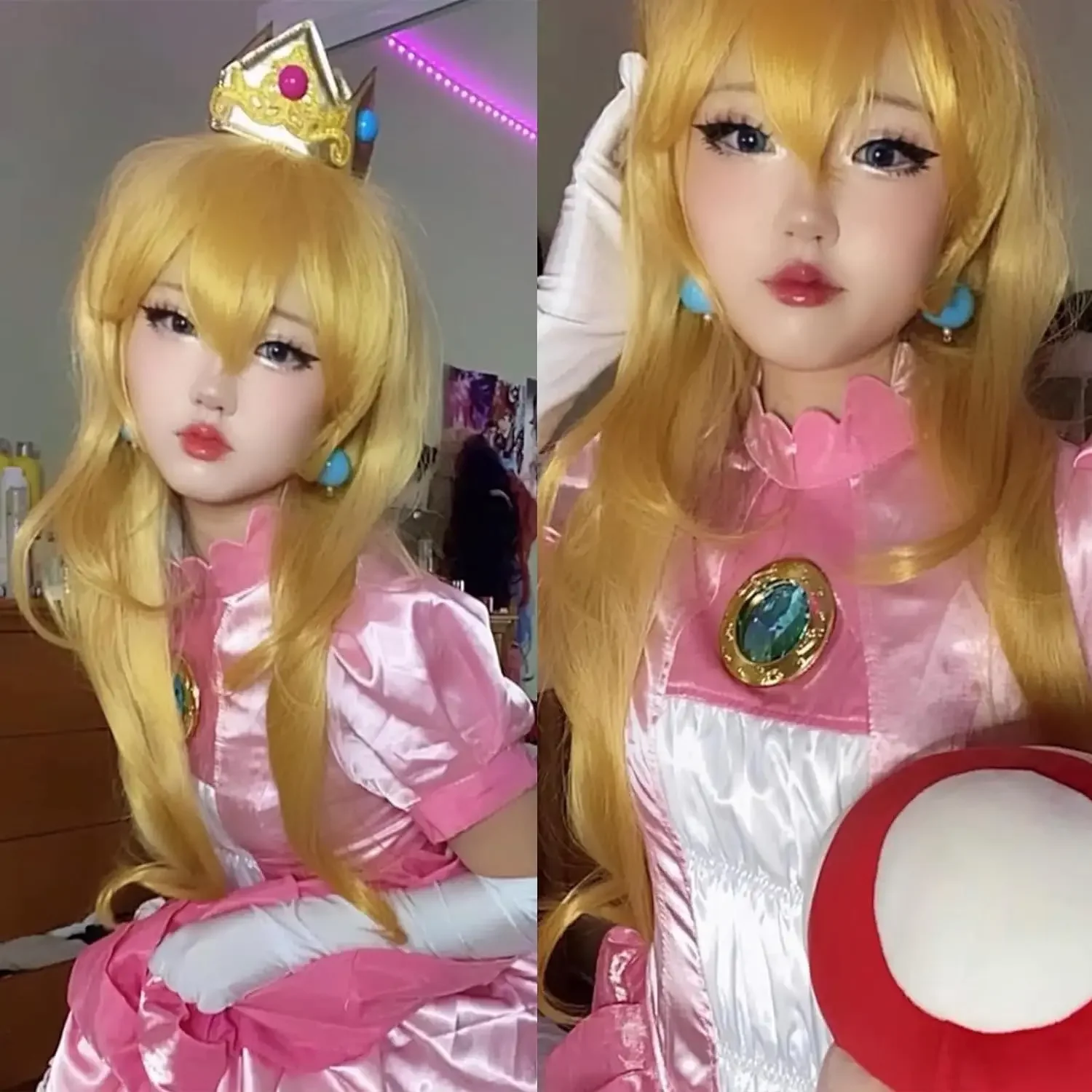 Anime złota księżniczka peruka z grzywką, żółta, długa sukienka falisty Film Cosplay syntetyczny blond peruka na przyjęcie kostium na Halloween