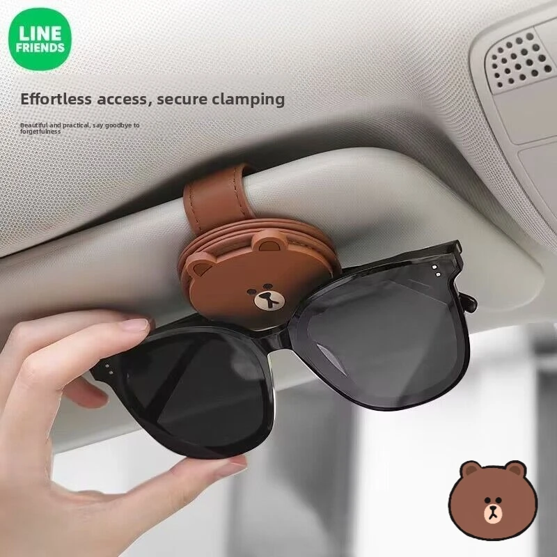

LINE FRIENDS Brown Cony Sally Anime Cartoon Cute Car Eyeglass Clip Kawaii Car Sun Visor Sunglass Holder Gift Wholesale