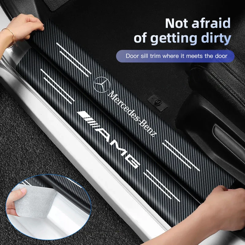 

1/4/5Pcs Car Door Sill Protector Strip Anti-Scratch Sticker Hubcap For Mercedes Benz AMG GLC GLE CLA GLB GLK W204 W205 W206 W211