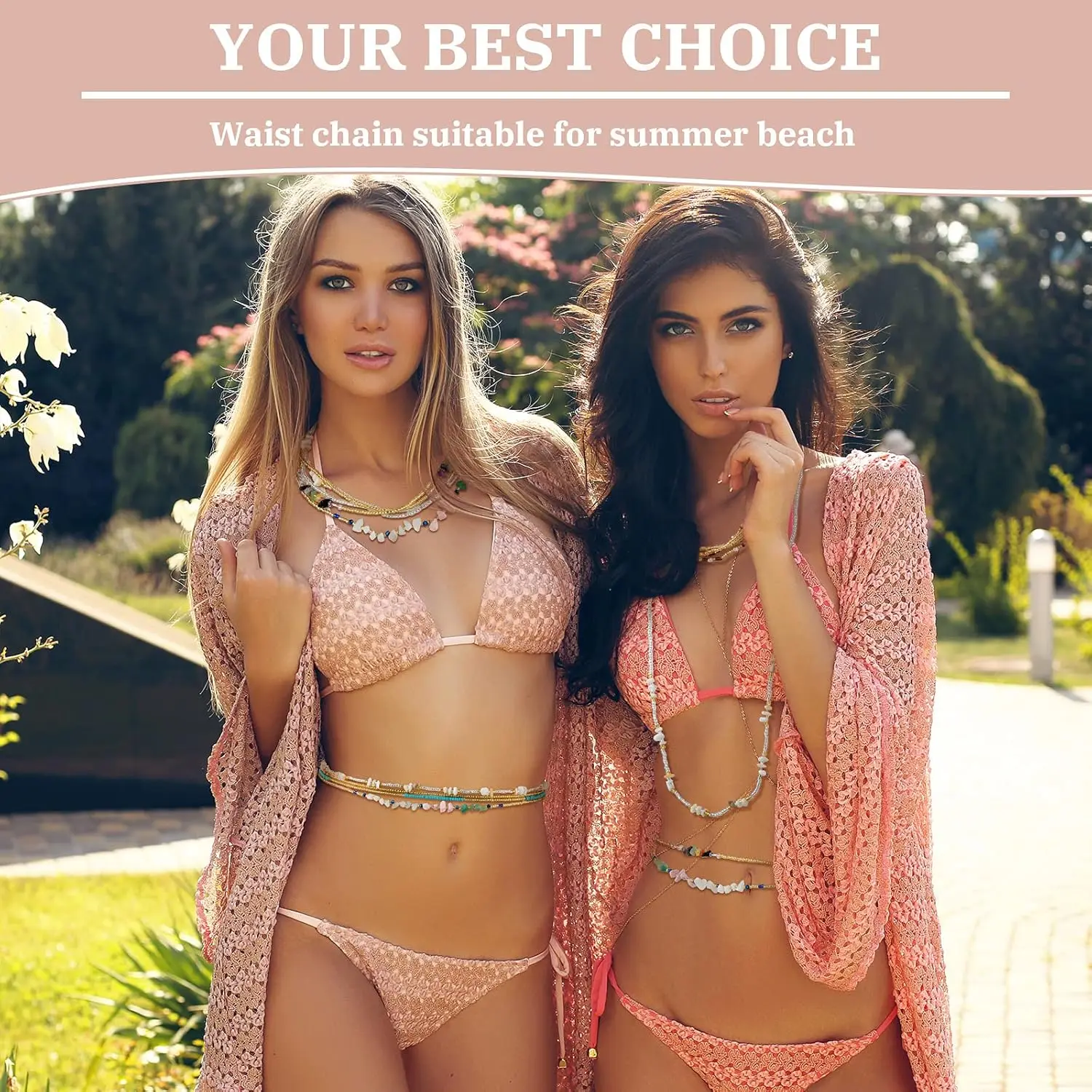 7 pièces perles de taille pour femmes bijoux perles de ventre chaînes été plage africaine Bikini corps chaînes de ventre bijoux