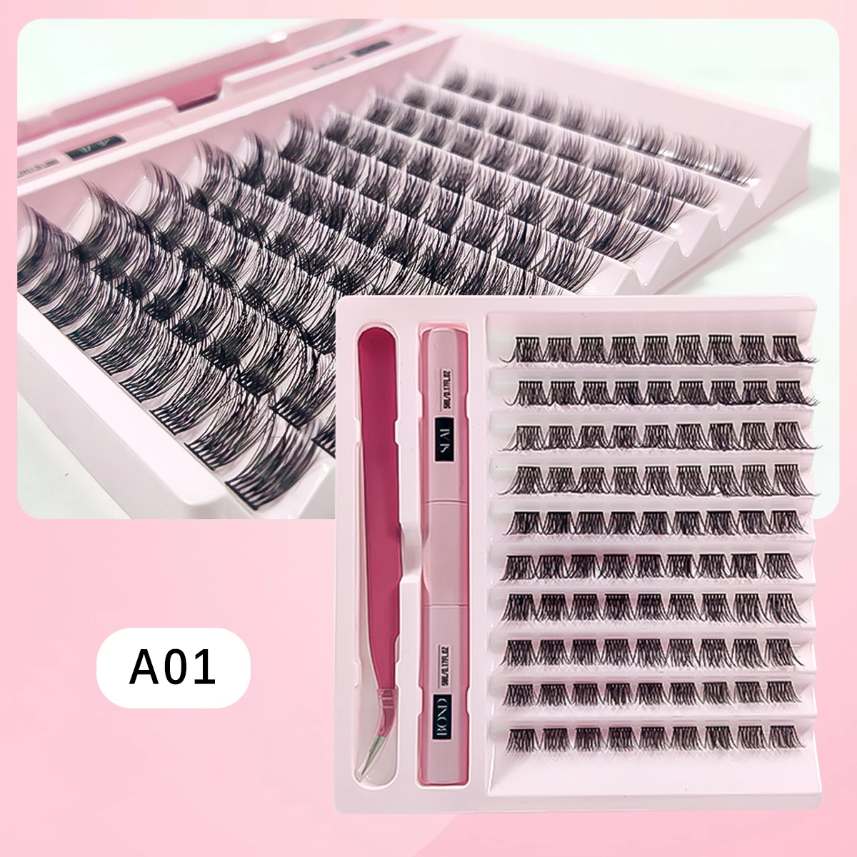 Diy Lash Extensie Kit Individuele Wimpers Hechting En Afdichting, Clusters Lash Lijmverwijderaar En Wimper Pincet (40d-0.07c, 12-16Mm, Kit