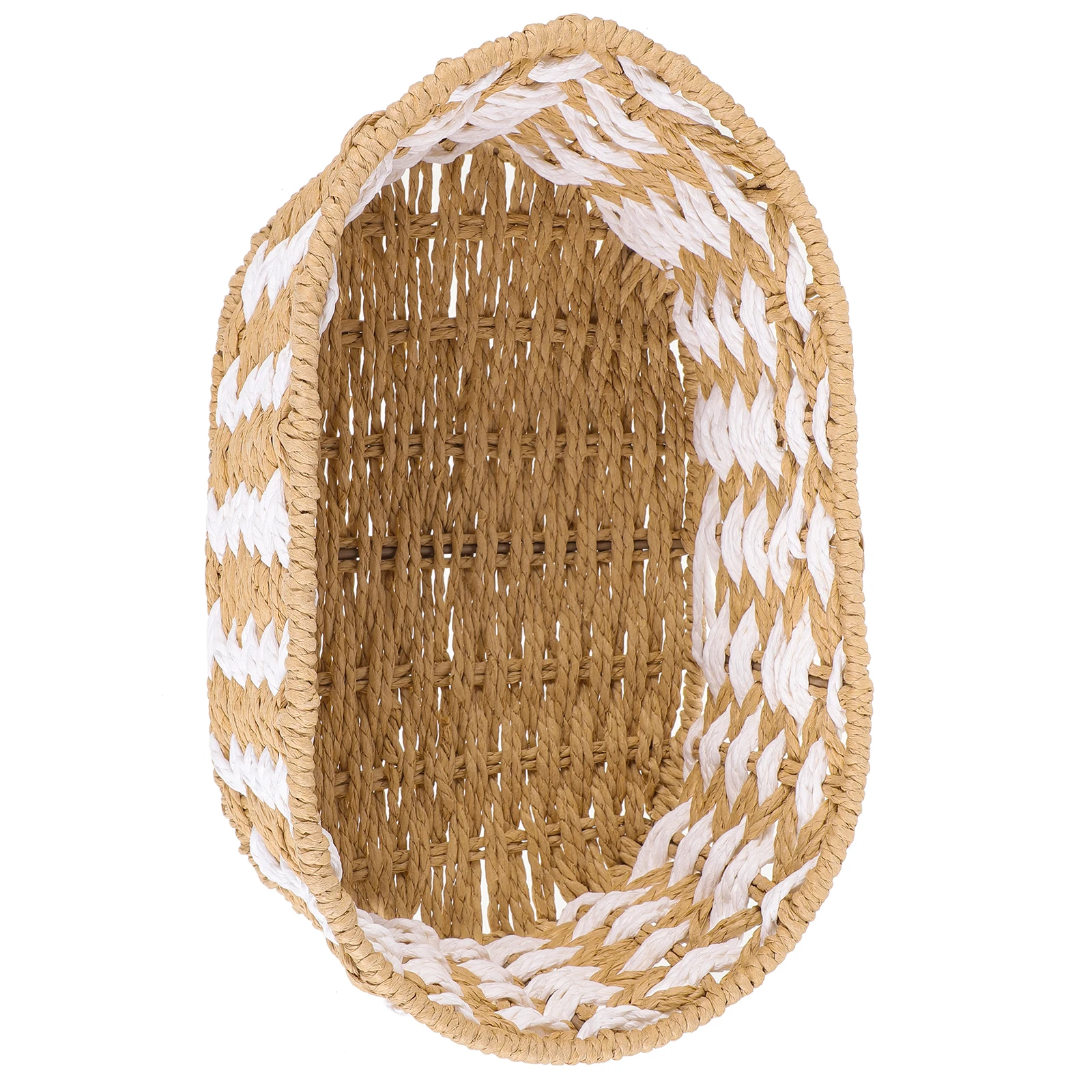 

Large Rattan Storage Basket L519022 Beige Oval Woven Paper Rope ganizer Snacks Sundries Desktop Home Use Space Saving