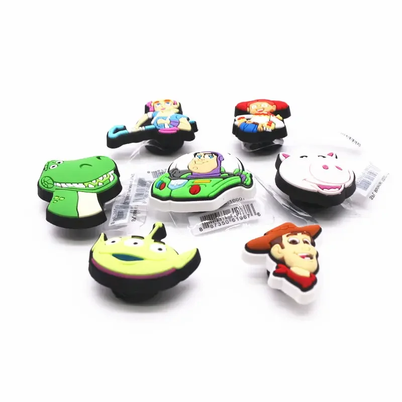 1pcs Pack Cartoon Movie Toy Story Shoe Charms Woody Buzz Aliens Jessie Rex PVC Clog Pin Designer Upper Decorations for Kids Gift