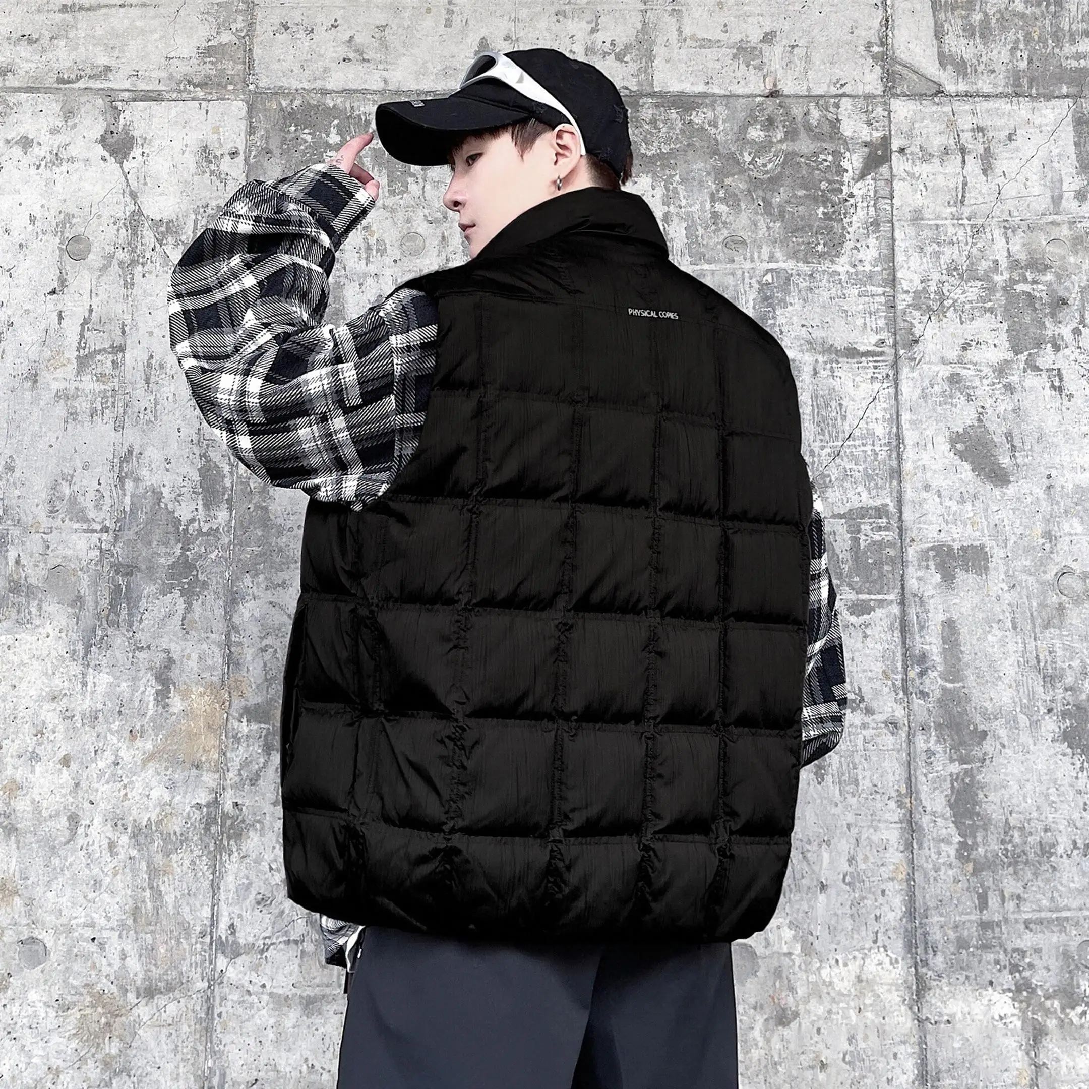 

Мужской пуховый жилет American Sle больших размеров, черный, с воротником-стойкой, для активного отдыха и офиса, свободный крой, из полиэфирного волокна, с белым пуховым наполнителем