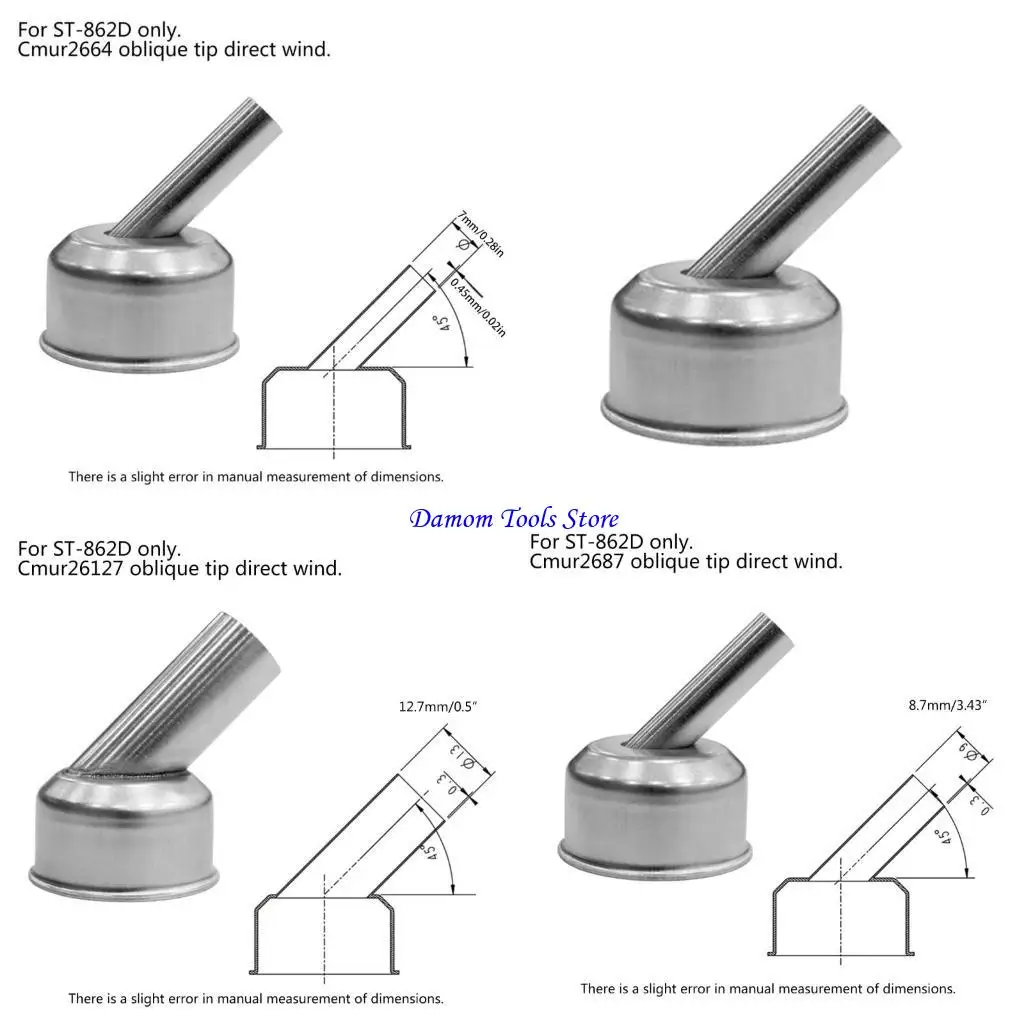 

57BE Air Nozzle for ST-862D ST862D Desoldering Station Heat Nozzle 45° Bend